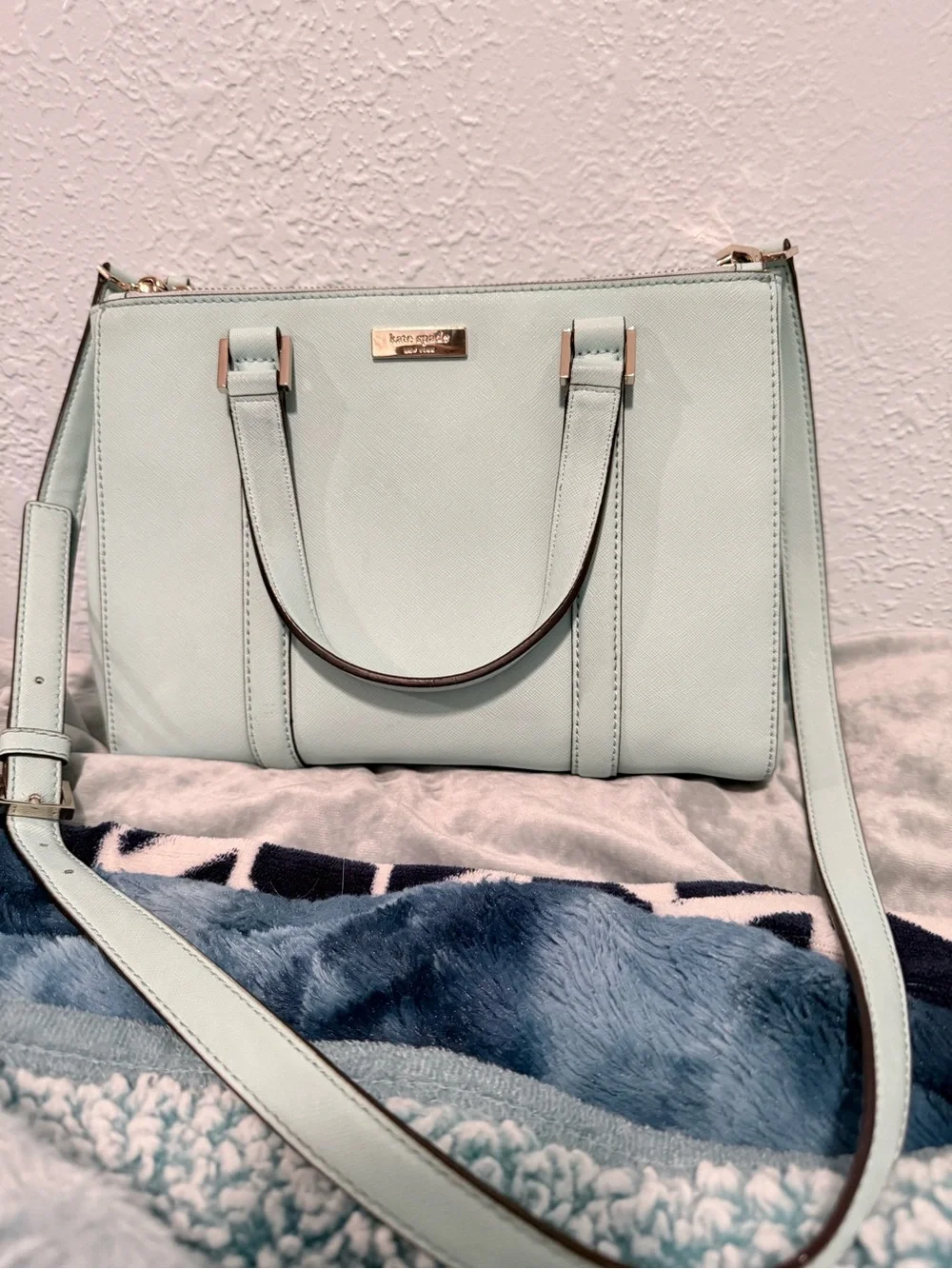 Kate Spade New York Loden Newbury Lane Shoulder/Hand Bag Light Blue Saffriano